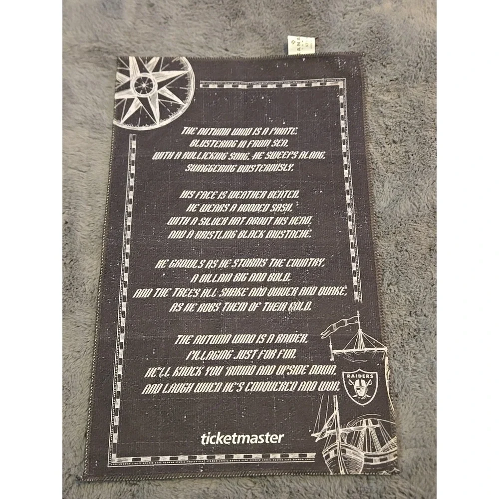 Las Vegas Raiders Rally Towel The Autumn Wind Poem Ticketmaster Season Gift‎